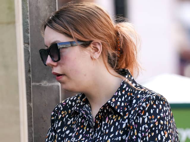 Paris Mayo outside the Worcester Crown Court, where she has been found guilty of murdering her newborn son Stanley at her parents' home in Ross-on-Wye 