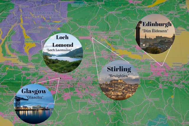 The new map proudly features Scottish Gaelic place names throughout and - by way of preexisting geographical knowledge - it isn’t difficult to work out who is who even for new students of Gaelic. 