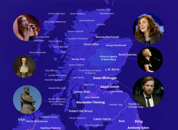 This interactive map highlights the ‘most notable’ names according to their place of birth around the globe. We decided to use it to check out Scotland’s famous faces.