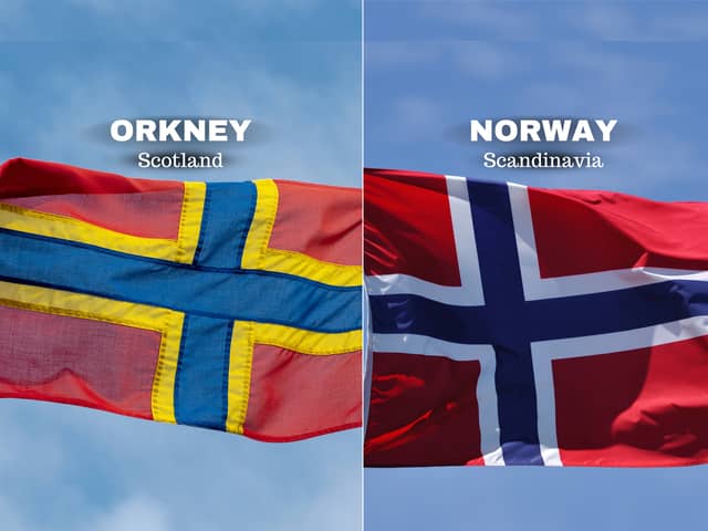 The striking similarities between the flags of Orkney and Norway reflect the pair’s shared heritage that stretches back over one thousand years. 