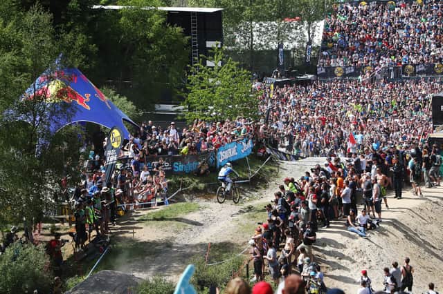 Crowds waiting at the finish line of the 2016 UCI Mountain Bike World Cup in Fort William. Image: Ian MacNicol/Getty 
