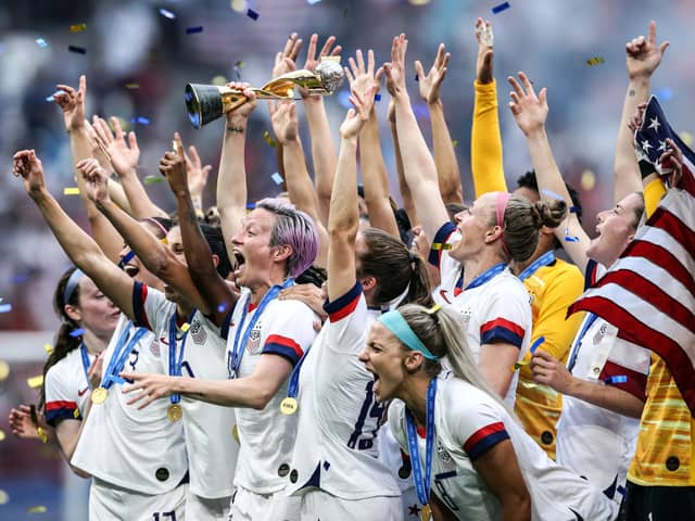 USA celebrate their 2019 World Cup title ahead.