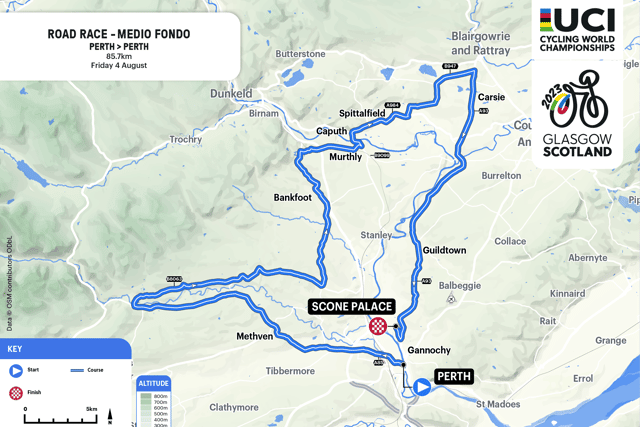 The updated UCI Cycling World Championships Medio Fondo route will now also end at Scone Palace.