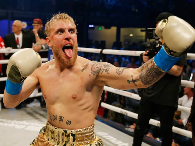 Jake Paul celebrates after defeating AnEsonGib in 2020. Image: Michael Reaves/Getty Images
