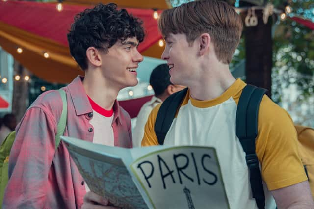 Joe Locke as Charlie Spring and Kit Connor as Nick Nelson in Heartstopper Season 2. Image: Teddy Cavendish/Netflix