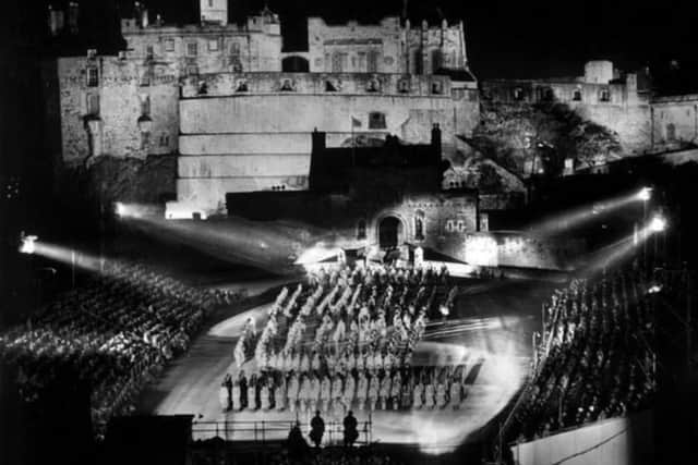 “The Royal Edinburgh Military Tattoo has delighted audiences at Edinburgh Castle Esplanade for more than 70 years, since the first event took place in 1950, pictured.” 