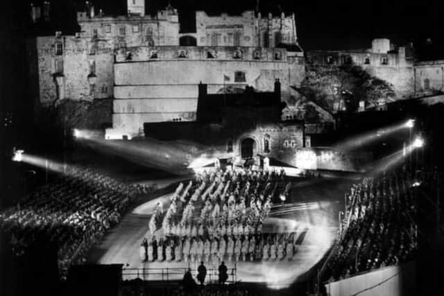“The Royal Edinburgh Military Tattoo has delighted audiences at Edinburgh Castle Esplanade for more than 70 years, since the first event took place in 1950, pictured.”