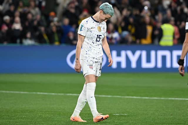 Megan Rapinoe reacts after failing to score in the penalty at the Women’s World Cup 2023 (Photo: WILLIAM WEST/AFP via Getty Images)