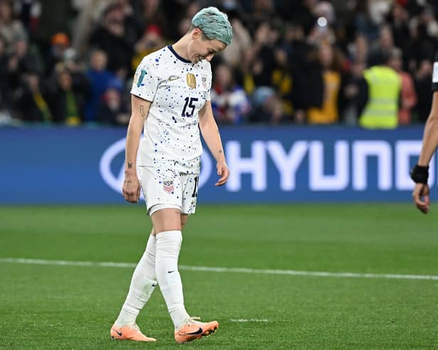 Megan Rapinoe reacts after failing to score in the penalty at the Women’s World Cup 2023 (Photo: WILLIAM WEST/AFP via Getty Images)