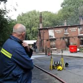 Fire crews at The Crooked House pub