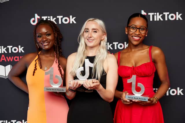 From left winners Bolu Babalola, Holly Jackson and Eden Victoria. Image: TikTok/TikTok Book Awards