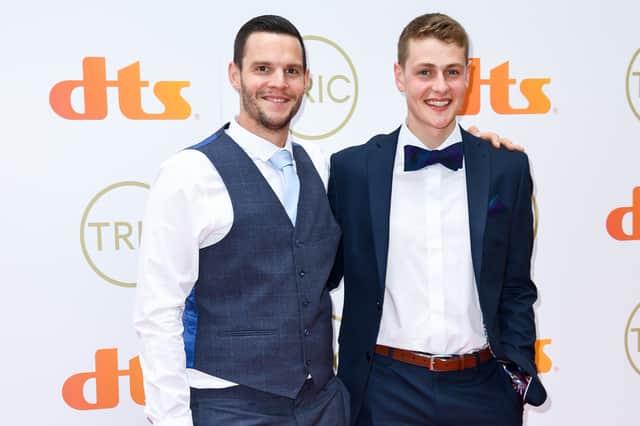Dave Friday, left, with fellow Bake Off contestant and 2020 champion Peter Sawkins. Image: Gareth Cattermole/Getty Images