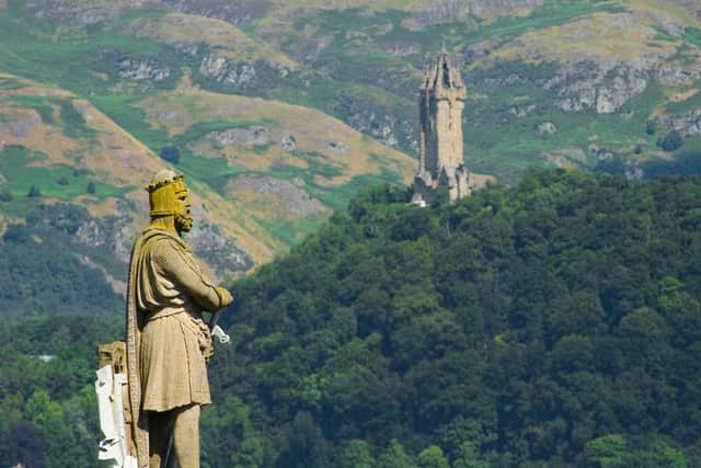 From the esplanade of Stirling Castle visitors can stumble upon the statue of Robert the Bruce. In the background the National Wallace Monument is on display - seeing both Bruce and William Wallace ‘looking’ at each other. 