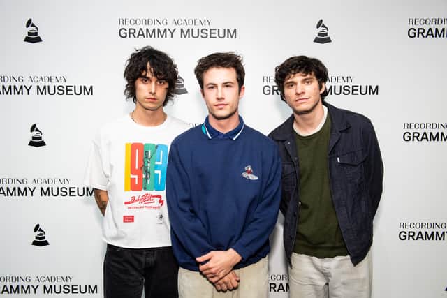From left, Cole Preston, Dylan Minnette and Braeden Lemasters of Wallows. Image: Timothy Norris/Getty Images for The Recording Academy