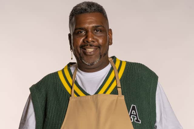 2023 Bake Off contestant Amos, 43, from North London. Image: Mark Bourdillon/Love Productions/Channel 4/PA Wire