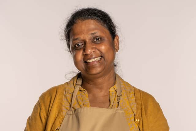 2023 Bake Off contestant Saku, 50, is an intelligence analyst from Herefordshire. Image: Mark Bourdillon/Love Productions/Channel 4/PA Wire