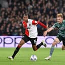 Feyenoord winger Calvin Stengs in action against Celtic in the Champions League in 2023.