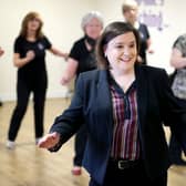 Comedian and Strictly Come Dancing Star Susan Calman launches the National Lottery Awards 2018 with a line dancing session alongside regulars who use the facility at Castlemilk Senior Centre in Glasgow.