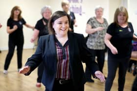 Comedian and Strictly Come Dancing Star Susan Calman launches the National Lottery Awards 2018 with a line dancing session alongside regulars who use the facility at Castlemilk Senior Centre in Glasgow.