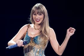 US singer-songwriter Taylor Swift performs onstage on the first night of her "Eras Tour". 