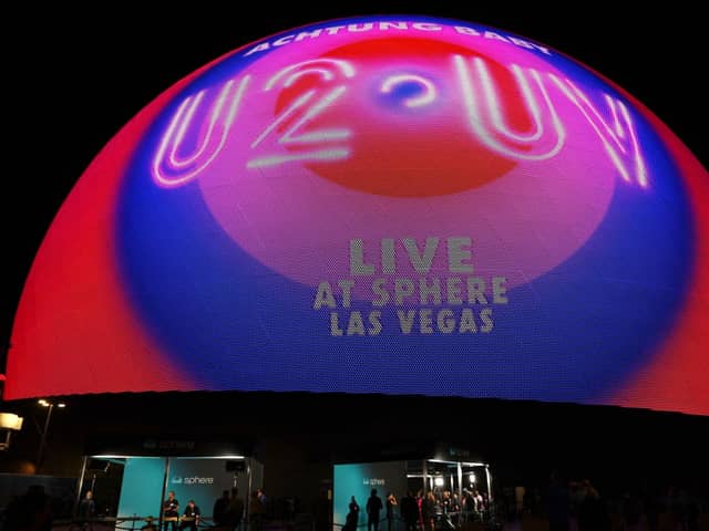 General view of the opening night of Sphere ahead of Irish rock band U2's show at The Venetian Resort in Las Vegas, Nevada, on September 29, 2023. (Photo by Ronda Churchill / AFP) (Photo by RONDA CHURCHILL/AFP via Getty Images)