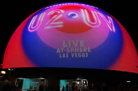 General view of the opening night of Sphere ahead of Irish rock band U2's show at The Venetian Resort in Las Vegas, Nevada, on September 29, 2023. (Photo by Ronda Churchill / AFP) (Photo by RONDA CHURCHILL/AFP via Getty Images)