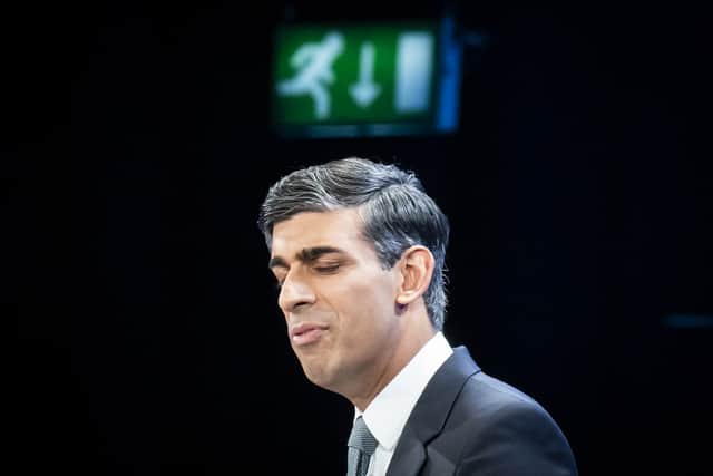 Prime Minister Rishi Sunak delivers his keynote speech at the Conservative Party annual conference at Manchester Central convention complex. the Conservative Party annual conference at the Manchester Central convention complex. Picture date: Wednesday October 4, 2023.
