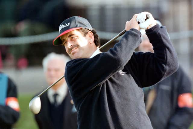 “Scotland's Sam Torrance, tees of on the first day of the Dunhill Cup, at St. Andrews.” (1995) 