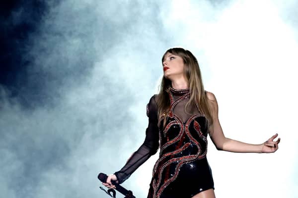 Taylor Swift performs onstage. Image: Getty