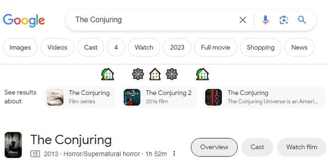 If you search Google for a film about a haunted house, expect a fun string of emojis to pop up. 