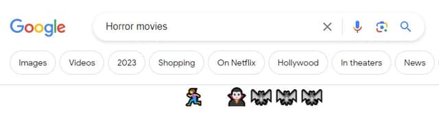 If you search Horror Movies on Google during October you will be treated to a rolling banner of emojis. 