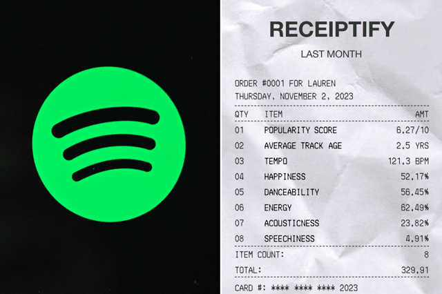Spotify Receiptify allows you to generate a "receipt" of your most listened to music.