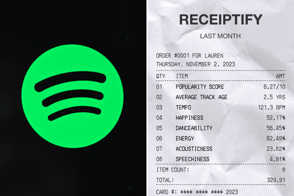 Spotify Receiptify allows you to generate a "receipt" of your most listened to music. 