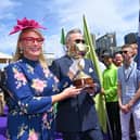 Sally Capp, Lord Mayor of Melbourne and Neil Wilson, VRC Chairman are seen arriving with the 2023 Melbourne Cup.