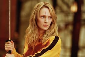 Uma Thurman plays The Bride in Quentin Tarantino's Kill Bill Volumes One and Two.