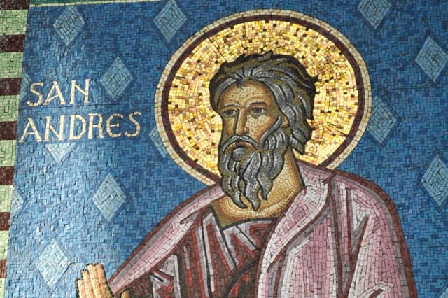 A mosaic in a church in Chile portraying Saint Andrew.