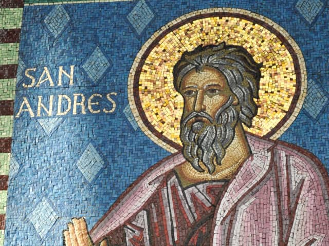A mosaic in a church in Chile portaying Saint Andrew.