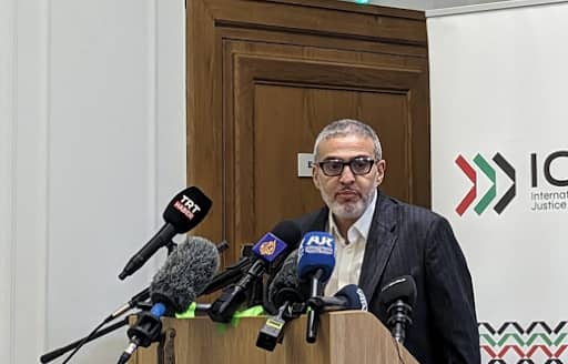 Professor Ghassan Abu-Sittah addresses journalists in London