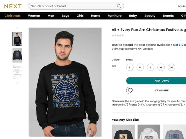 The "offensive" Pan Am jumper being sold by Next. 