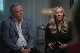 Michelle Mone and her husband, Doug Barrowman, appearing on the BBC One current affairs programme, Sunday with Laura Kuenssberg