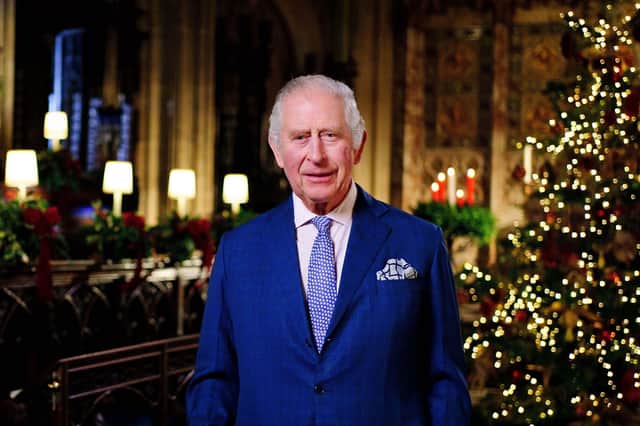 King Charles III delivering his first Christmas Day speech in 2022. Image: Victoria Jones/Getty Images