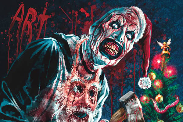 Art The Clown is back for more - and this time its Christmas themed. Cr: Cineverse.