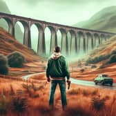 What could a GTA: Scotland game look like? Here AI shows us a character in front of the Glenfinnan Viaduct