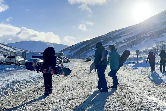 Skiiers and snowboarders at Glenshee Ski Centre