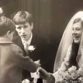 Brenda Page and Christopher Harrisson on their wedding day. Image: Rita Ling/Firecrest Films/BBC