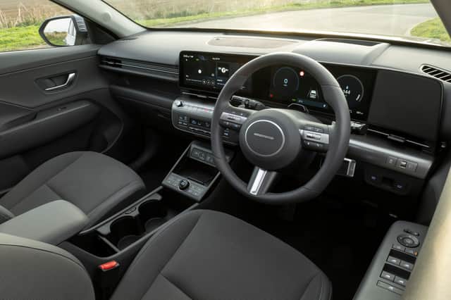 The Kona interior is dominated by the wide touchscreen interface. Credit: Hyundai UK