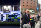 Detective Chief Inspector James Entwistle, right, who is leading the investigation, held a press conference outside Leeds General Infirmary following the incident in Outlon. Pictures: NationalWorld