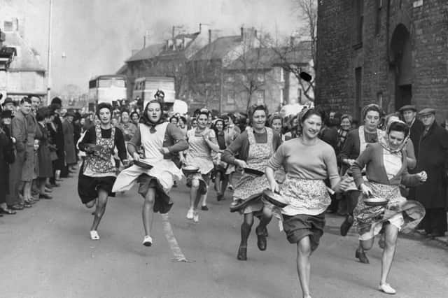 Pancake races are also on the menu to celebrate Shrove Tuesday, an ancient tradition which is said to have emerged from Olney in Buckinghamshire. Image: Getty
