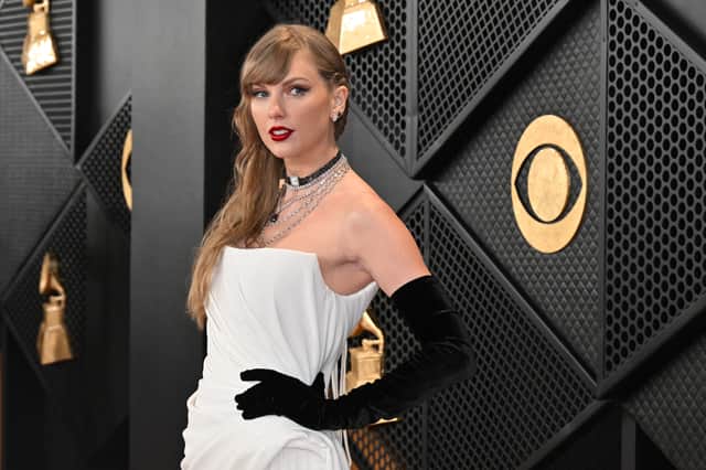 US singer-songwriter Taylor Swift arrives for the 66th Annual Grammy Awards.