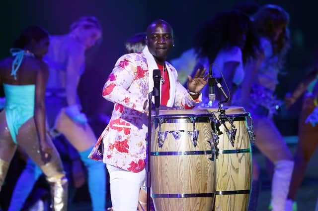 Akon performs on stage during the 2019 MTV EMAs. Image: Getty